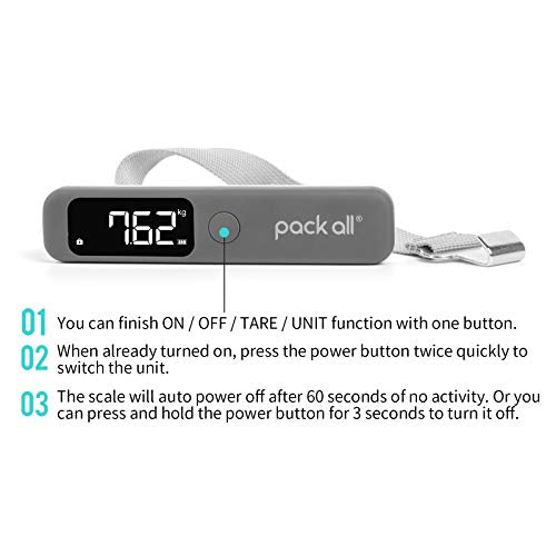 pack all Digital Luggage Scale for Travel, 110Lbs Capacity, 0.1Lb Precision