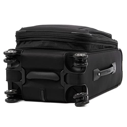 Travelpro Platinum Elite Softside Expandable Carry on Luggage, 8 Wheel Spinner Suitcase, USB Port, Laptop and Tablet Sleeves, Men and Women, Shadow Black, Carry On 20-Inch