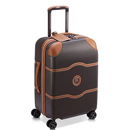 DELSEY PARIS Chatelet Air 2.0 - Hardside Carry on Plus 20 Inch - 360° Spinner Wheels - TSA Lock - USB Port - Lightweight Polycarbonate Travel Suitcase, Chocolate Brown