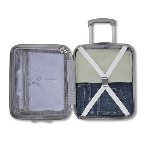 American Tourister Fathead Underseater Carry-On Luggage - Airline Approved - Customize with Favorite Sports or Character Decal - Durable ABS Hardshell - RightHeight™ Adjustable Handle - White