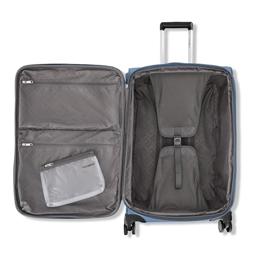 Samsonite Carry-On Soft-Sided Expandable 21-Inch Element Suitcase: Airline Approved for Most Major Airlines, Durable, 360° Spinner Wheels, Adjustable Handle, 2 Front & Side Pocket- CAPTAINS BLUE
