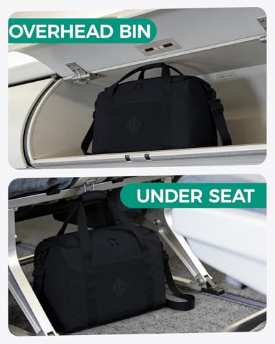 WANDF For Frontier Airlines Personal Item Bag 18x14x8, Travel Duffel Bags with Wet Pockets, Lightweight Carry on Weekender Overnight Duffle for Women (Black)