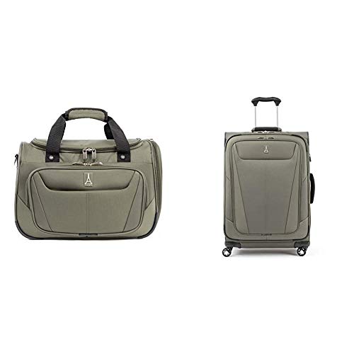 Travelpro Luggage Maxlite 5 18" Lightweight Carry-on Under Seat Tote Travel, Slate Green, One Size with Checked Medium 25" Expandable Softside Luggage Slate Green, 25-inch