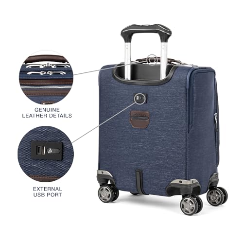 Travelpro Platinum Elite Underseat Spinner Tote Bag with USB Port, True Navy, 16-Inch