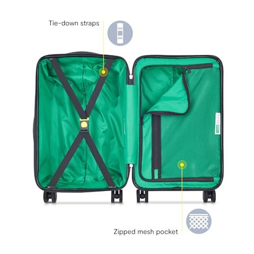 United Colors of Benetton Now! Hardside Luggage with Spinner Wheels, Green, Carry-On 19 Inch