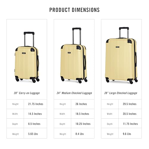 Kenneth Cole REACTION Out of Bounds Lightweight Hardshell 4-Wheel Spinner Luggage, Pale Banana, 20-Inch Carry On