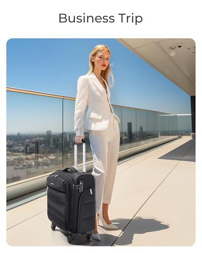 BAGSMART Underseat Carry on Luggage with Wheels, Soft Small Travel Luggage with PVC Wet/Dry Pockets, Lightweight Soft Personal Item Suitcase for Short Trip, Black
