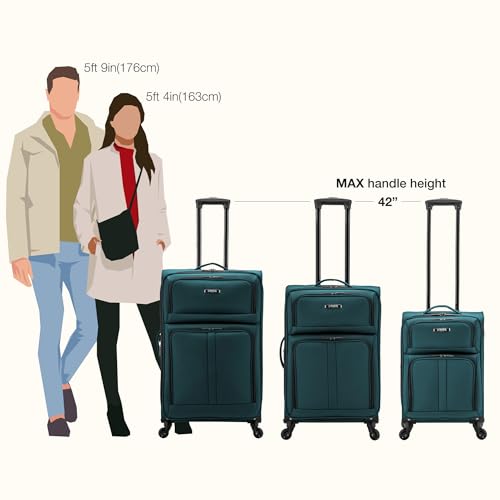 U.S. Traveler Anzio Softside Expandable Luggage with Spinner Wheels, Teal, 22-Inch Carry-on