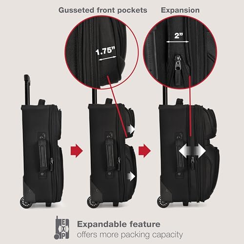 U.S. Traveler Rio Lightweight Softside Rolling Carry-on Suitcase, 2-Wheel Set, Black
