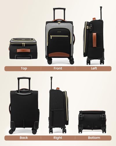 LOVEVOOK Carry On Luggage 22x14x9 Airline Approved, 20 Inch Softside Suitcases with Wheels, Lightweight Spinner Carry on Suitcase with TSA Lock, Water-Resistant Large Capacity Luggage for Travel