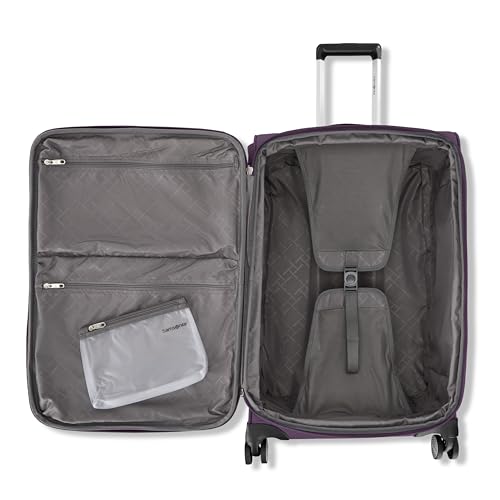 Samsonite Carry-On Soft-Sided Expandable 21-Inch Element Suitcase: Airline Approved for Most Major Airlines, Durable, 360° Spinner Wheels, Adjustable Handle, 2 Front & Side Pocket- Purple