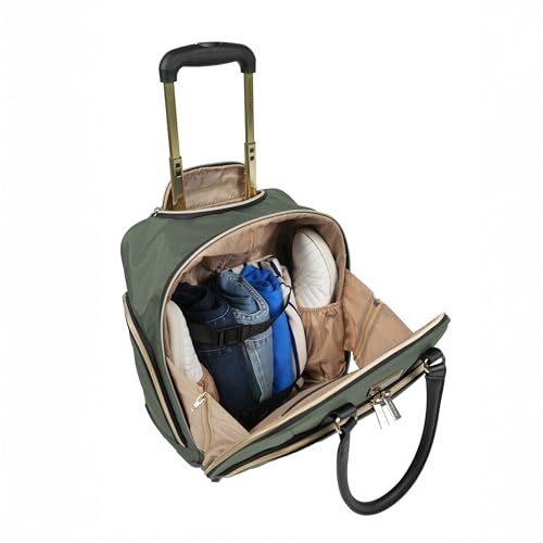 Kenneth Cole REACTION Chelsea Chevron Quilted Luggage, Olive, Underseater, 17-Inch Carry On