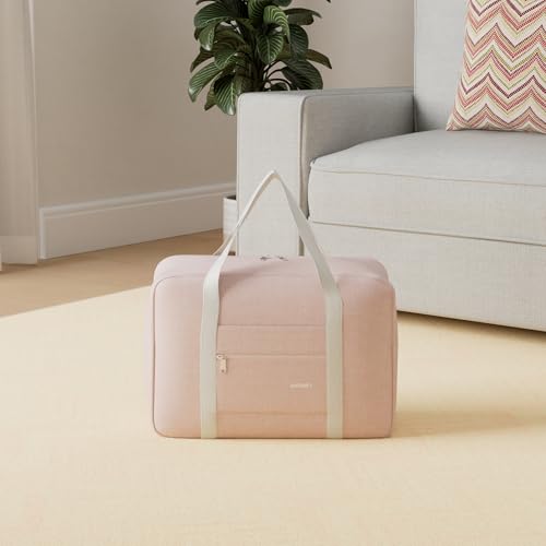For Spirit Airlines Personal Item Bag 18x14x8 Foldable Travel Duffel Bag Tote Carry on Luggage Duffle Overnight for Women (1112 Thick Series Pink)