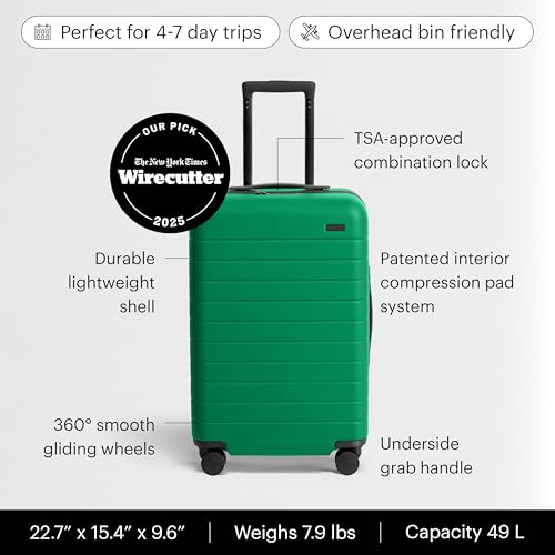 Away Amazon Exclusive Bigger Carry-On Luggage - 23-Inch Lightweight Hardside Suitcase with 360° Spinner Wheels, Interior Compression System, TSA-Approved Lock - Palm Green