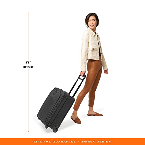 Briggs & Riley Global 2-Wheel Expandable Carry On - Luggage for International Travel, Suitcases with Wheels, Softside Rolling Bag for Men & Women, Self-Repairing Zipper - Baseline Collection, Black