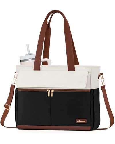 LOVEVOOK Laptop Tote Bag for Women – 15.6" Roomy Work Bag with Large Inside Cup Pocket, Multiple Pockets for Teacher Nurse, Large Capacity Carry on Travel, Computer Purse Handbag for Office College