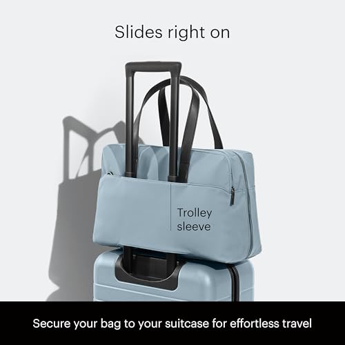 Away Amazon Exclusive The Everywhere Bag - Airline Approved Carry-On Bag with Padded Laptop Pocket, Detachable Shoulder Strap - Water-Repellent Carry-On Duffle Bag - Sky Blue