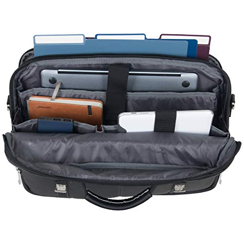 Kenneth Cole REACTION Show Business 16" Colombian Leather Business Laptop Portfolio Messenger Bag, Black