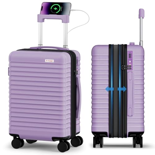 B waygga Carry On Luggage, Expandable PC HardShell Suitcase, Lilac, 20 in