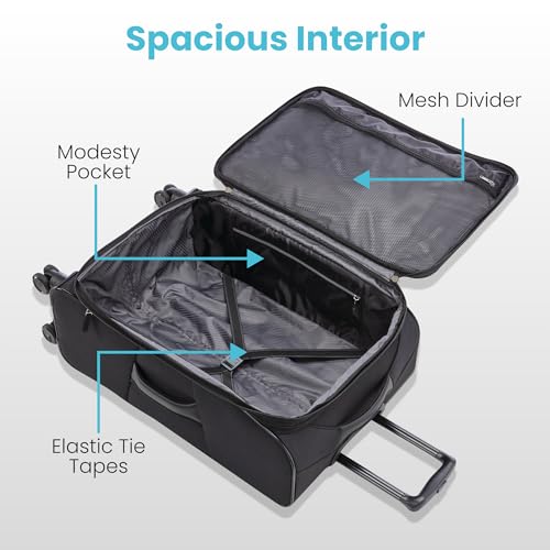 American Tourister 4 KIX 2.0 Expandable Softside Luggage with Spinner Wheels, 20 SPINNER, BLACK