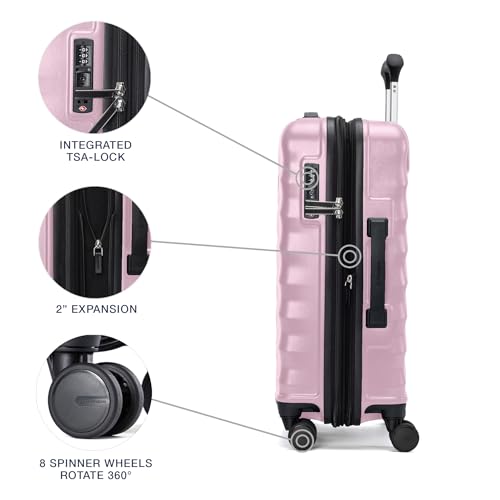 Travelpro Maxlite Air V2 Hardside Expandable Carry on Luggage, 8 Spinner Wheels, Lightweight Hard Shell Suitcase, TSA lock, Pink, Carry On 20-Inch