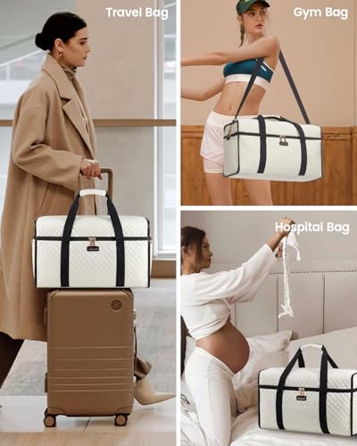 LOVEVOOK Travel Duffle Bag, Weekender Bags For Women, Carry On Duffel Bags For Airplanes, Overnight Bag Hospital Bag for Labor and Delivery, Yoga Gym Tote with Wet Pocket, 3Pcs Set