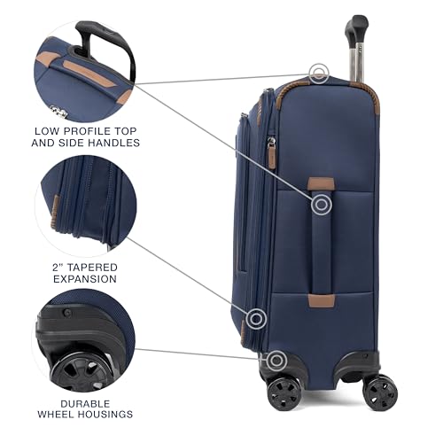 Travelpro Crew Classic Lightweight Softside Expandable Carry on Luggage, 8 Wheel Spinner Suitcase, Men and Women, Carry On 21-Inch, Patriot Blue