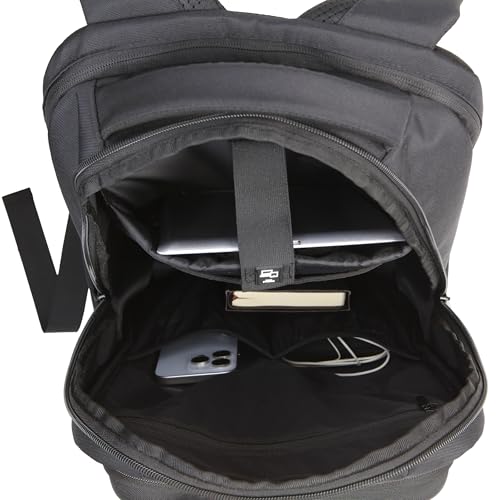 Kenneth Cole REACTION The Venturer 17" Polyester Tech Travel Backpack for Work, Black