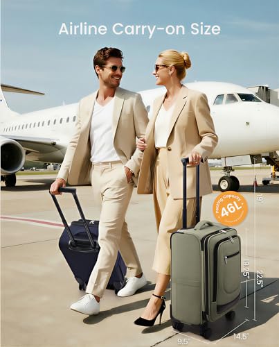 LOVEVOOK Carry On Luggage 22x14x9 Airline Approved, Softside Suitcase with Spinner Wheels for Men Women, 22 Inch Rolling Luggage with TSA Lock Multiple Compartments for Travel Business Trip