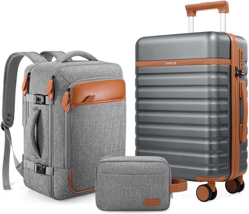 UKEIN Luggage Sets 3Piece, Carry On Luggage 20in Suitcase Set With Backpack