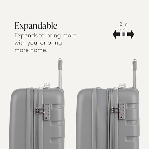SWISSGEAR Signature Hardside Expandable Carry-On Spinner Luggage, ABS Construction, TSA-Friendly Lock, and Built-In Cupholder, Grey, 19-Inch