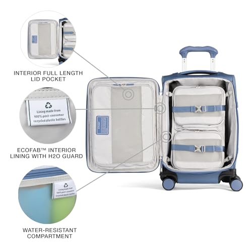 Travelpro VersaPack+ Lightweight Softside Expandable Carry on Luggage, 8 Spinner, TSA Lock, Carry On 21-Inch, Elemental Blue