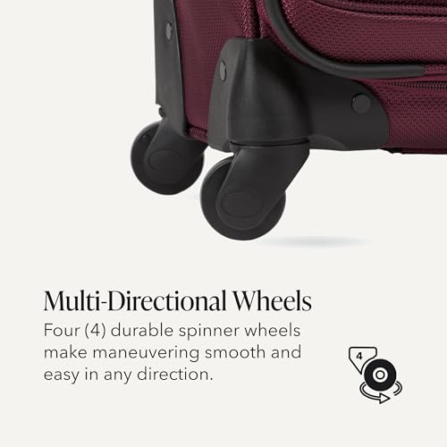 SWISSGEAR Sion Carry-On Spinner Luggage, Softside Expandable, Lightweight Suitcase, Merlot, 22.75-Inch