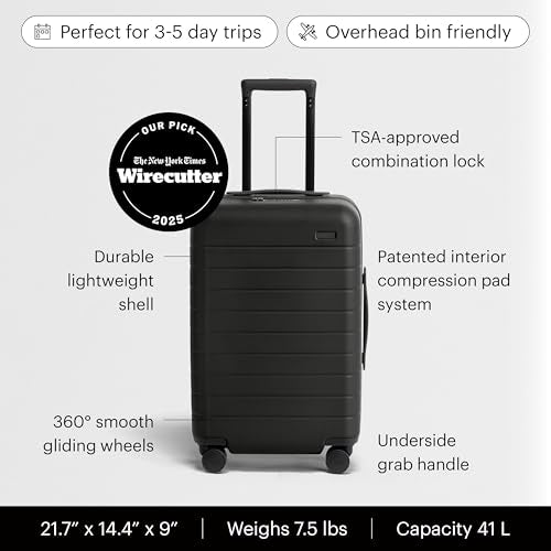 Away Carry-On Luggage - 22-Inch Lightweight Hardside Suitcase with 360° Spinner Wheels, Interior Compression System, TSA-Approved Lock - Jet Black