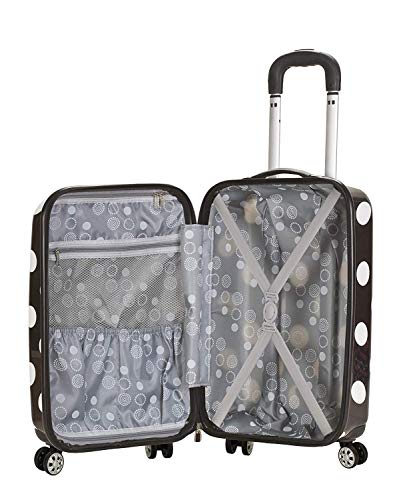 Rockland Laguna Beach Hardside Spinner Wheel Luggage, Black Dot, Carry-On 20"