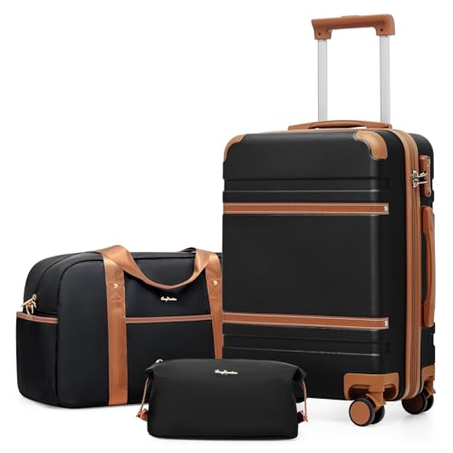 LONG VACATION Carry On Luggage Set 3 Piece, 20 Inch ABS+PC Hardshell Carry on Suitcase with Spinner Wheels TSA Lock & YKK Zipper