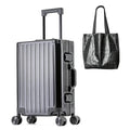Lanuitjoy All Aluminum Carry On Luggage 22x14x9 Airline Approved Hard Shell Carry On Luggage Zipperless Luggage Metal 20inch Suitcase Luggage, Black
