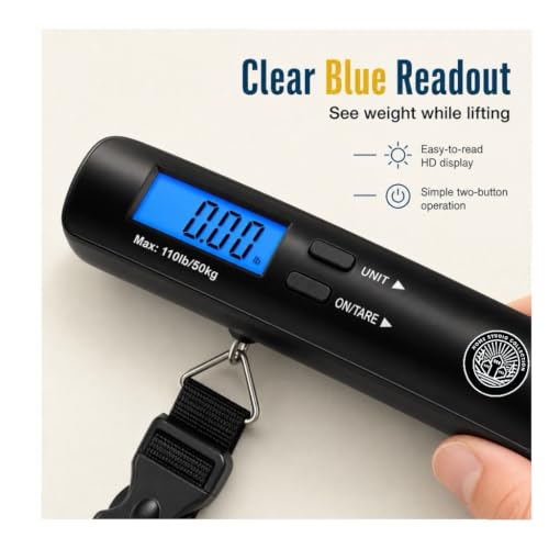 Home Studio Collection Digital Luggage Scale, Backlit LCD, 110lb, Hook