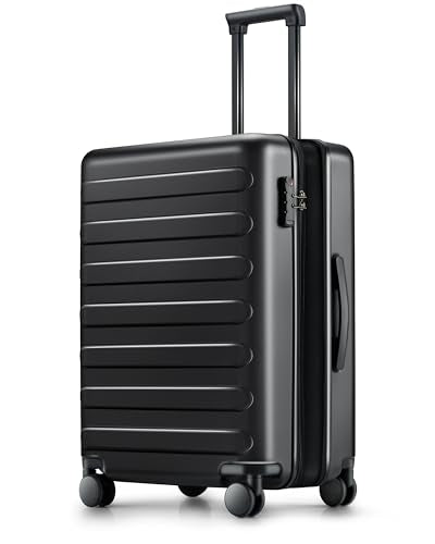 NINETYGO Carry On Luggage 22x14x9 Airline Approved, 20 Inch Luggage with Smooth Spinner Wheels, Expandable, Hard Shell PC Suitcase, Lightweight Travel Luggage, TSA Approved (Black, Rhine Max)