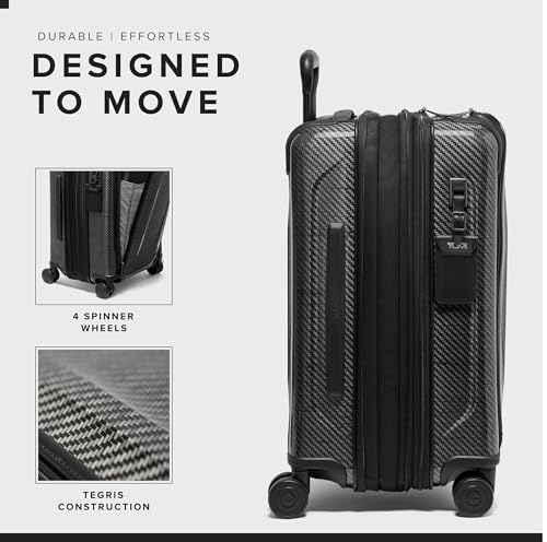 TUMI - Tegra-Lite 4 Wheel Luggage - Highly Durable Suitcase, Flexible Shell, Sleek and Lightweight Men's and Women's Expandable Rolling Bag - Front Pocket Expandable Carry On, Black Graphite