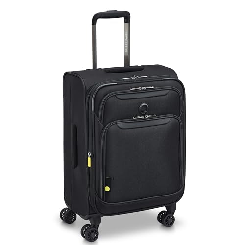 DELSEY PARIS Sky Max 3.0 Carry-On 21 Inch, Lightweight Softside Expandable Luggage, Spinner Wheels, Soft Touch Handle, Onyx Black