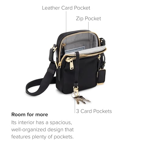 TUMI - Voyageur Persia Crossbody - Nylon Crossbody Travel Shoulder Bag for Women & Men - Stain- & Water-Resistant Fabric - Black & Gold