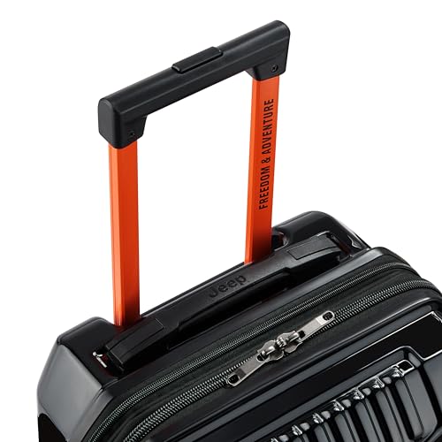 Jeep JH003B Hardside Expandable Luggage with Two Wheels, Black, Carry-On 21 Inch