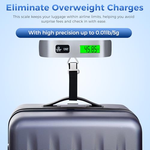 Digital Luggage Scale, WGGE Travel Luggage Weight Scale, Max 110lbs/50kg Baggage Scale with Backlit LCD Display