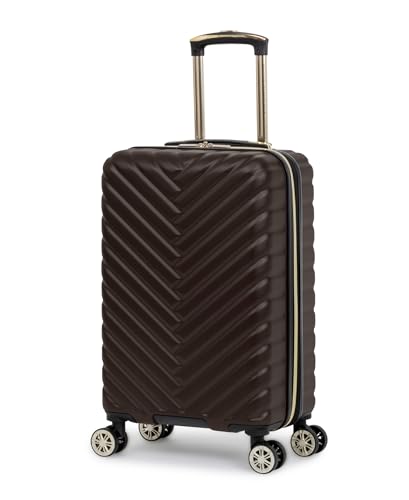 Kenneth Cole REACTION Madison Square Lightweight Hardside Chevron Expandable Spinner Luggage, Chocolate Brown, 20-Inch Checked