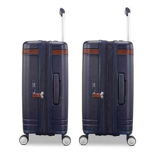 Virtuosa Hardside 21 Inch Carry On Luggage - Airline Approved with 360° Spinner Wheels, RightHeight™ Adjustable Handle - Zippered WetPak™ - TSA Lock - Expandable Light Polycarbonate Shell - Navy