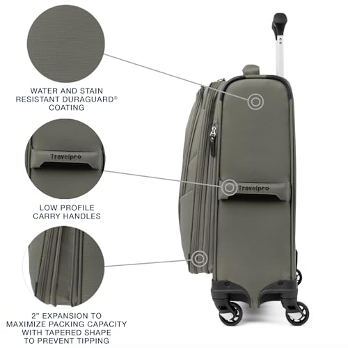 Travelpro Maxlite 5 Softside Expandable Luggage with 4 Spinner Wheels, Lightweight Suitcase, Men and Women, International, Slate Green, Carry-on 19-Inch