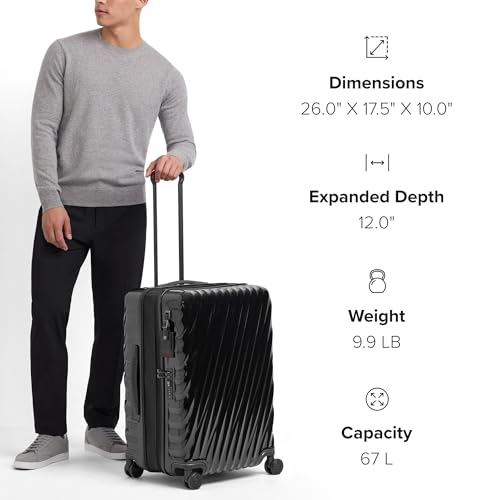 TUMI - 19 Degree Medium Expandable Checked Packing Case - 4-Wheeled Luggage - Hard Shell Suitcase - 26.0" X 17.5" X 10.0" - Black