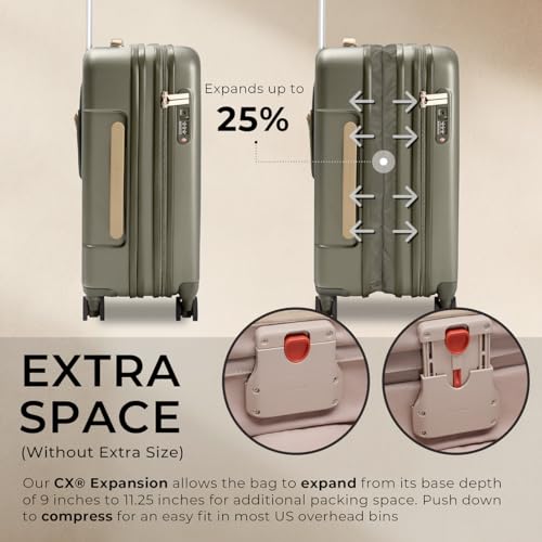 Briggs & Riley 21" Global Carry On Expandable Spinner - Luggage for Travel, Suitcases with Wheels, Hardside Rolling Bag for Men & Women, Self-Repairing Zipper - Sympatico Collection, Olive