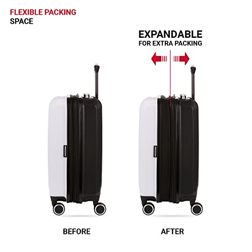 SwissGear Duet Expandable Luggage, Hard Shell Carry-On Luggage with Spinner Wheels